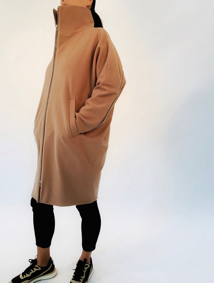 Duo Zip Coat in Camel - PERIPHERY