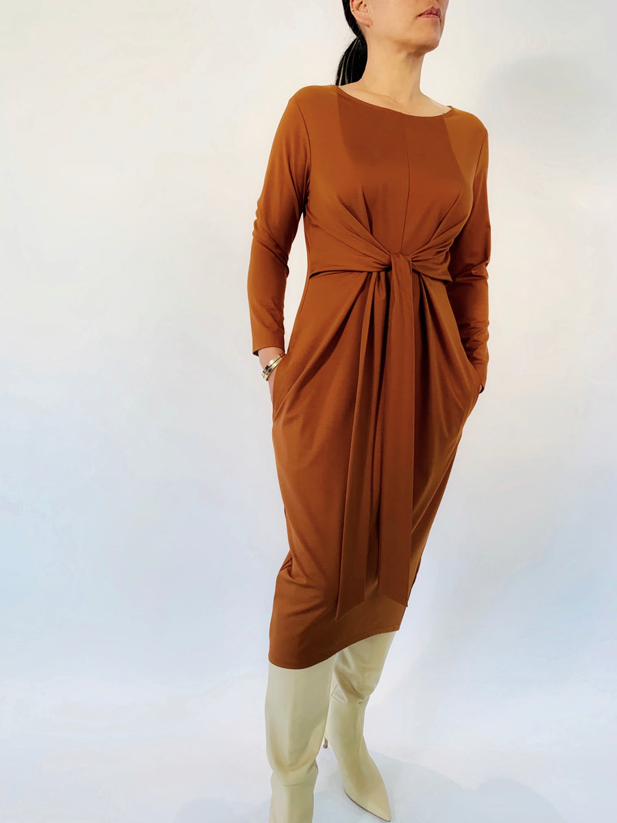 Tie Waist Dress in Whiskey - PERIPHERY