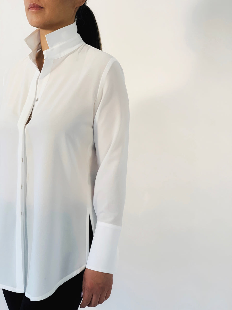 Zip Back Blouse in White - PERIPHERY