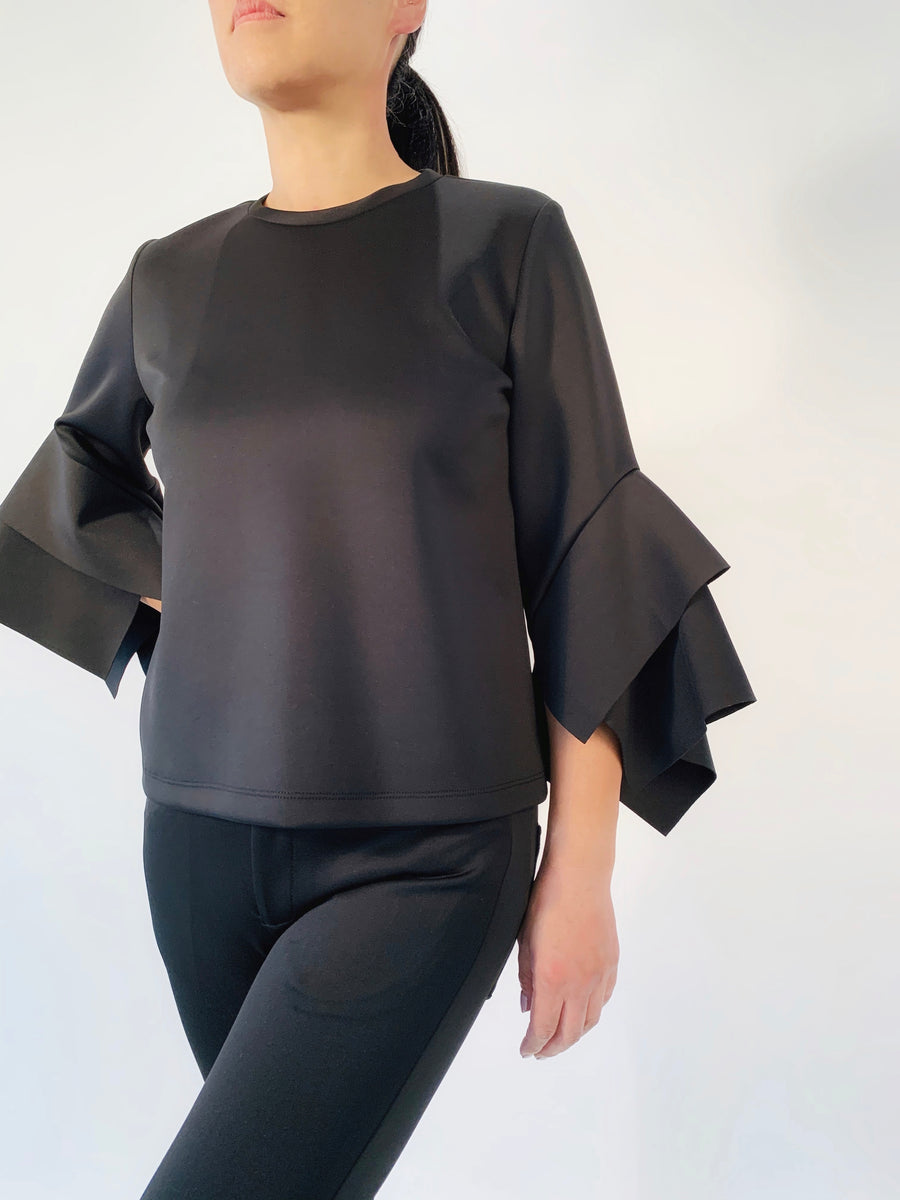 Layered Sleeve Top in Black - PERIPHERY