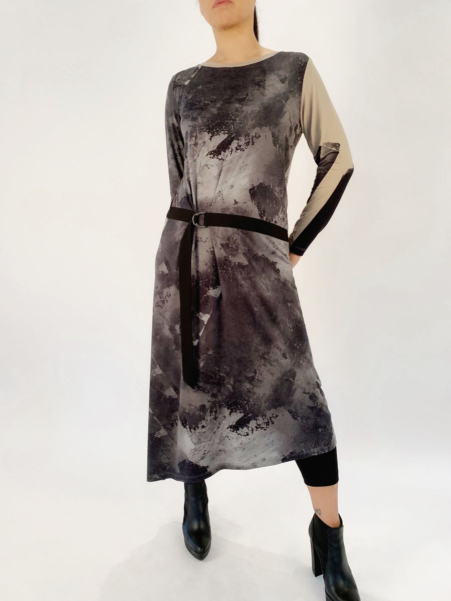 Belt Front Dip Hem Dress - PERIPHERY
